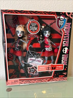 Rare 2011 Monster High Werecat Sister Pack Dolls - Red, Black & Gray